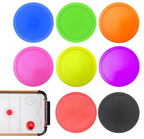 Ishockeypuckar – hockeypuckar set | 8 x flerfärgad rund luftspel puck, färg sportset, ersättningstillbehör bärbar för barn och vuxna