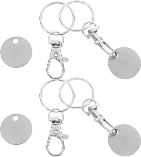 OSALADI 4 Piezas ficha de Carro Token Tienda Moneda Monedero pequeño Llavero con fichas de Carro Decoración de la Cadena de Claves Colgante Extractor de carritos Acero Inoxidable Silver
