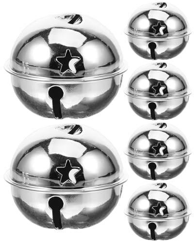 Holibanna 6 Stück Weihnachtsglöckchen Metall Rund 50 Mm Sternausschnitte Deko Für Haus Garten Hochzeit Basteln