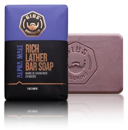 GIBS Alpha Male, Rich Lather, Long-Lasting, Vanilla, 7oz Bar Soap
