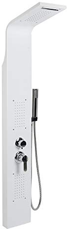 Homewell Duschpaneel mit Armatur, Duschsäule Duschsystem mit Regendusche, Duschset Keine Batterie Duschamaturenset, Kupfer, 140 * 20 * 7 cm (Weiß)