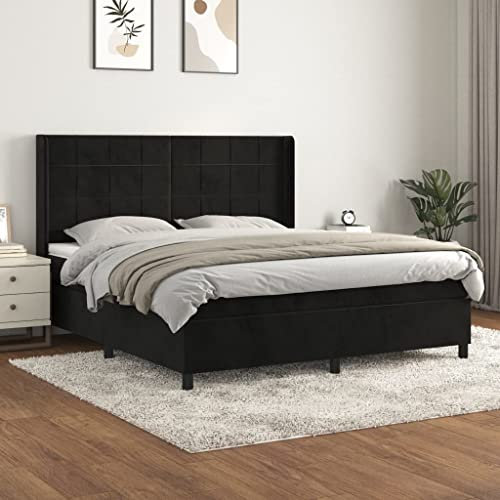 Brokky Boxspringbett mit Matratze Schwarz 180x200 cm Bett Boxspringbett Schlafzimmer MöBel Betten Bett Mit Matratze Samt