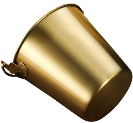 Alipis Mini Metal Buckets 0.7l Stainless Steel Food Bucket for French Fries Holder with Golden Finish for Kitchen and Dining Use