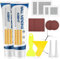flintronic Spachtelmasse Weiß Innen, 200g Wand Reparatur Reparaturspachtel Set mit Spachtel, Schleifpapier, Flicken, Fertigspachtel Weiß Innen, Wandlochfüller, Schnell für die Reparatur von Rissen