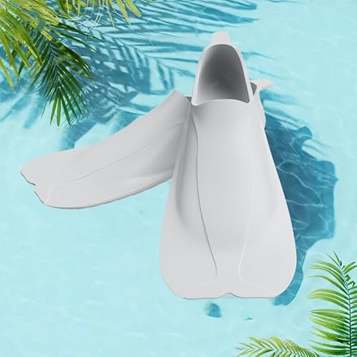 ENEN Pinne Corte Nuoto Piscina Regolabili Taglia 32-44, Pinne Snorkeling in Silicone Morbide per Allenamento Unisex per Bambini e Adulti Uomini Donne per Nuoto Snorkeling (KHWX-4 Bianco,L(40-42))