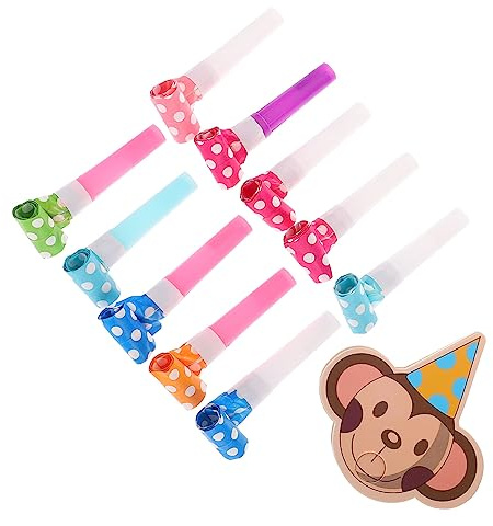 Didiseaon 10 Juegos Silbato de dibujos animados explosión de fiesta reventones matracas fabricante de ruido de fiesta Bloqueadores de ruidosos Bloqueos Whistles Matraca de fiesta el plastico