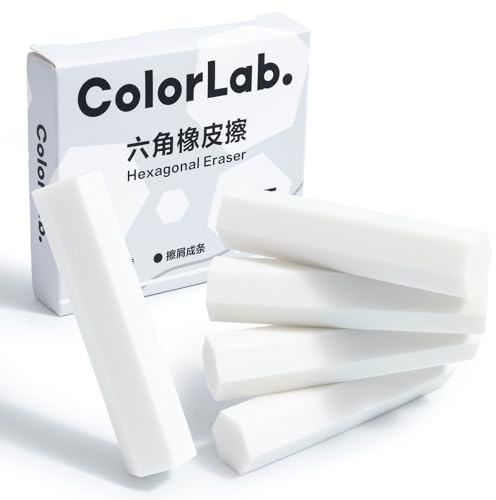 M&G 5 Pack Pencil Erasers, Hexagonal White Rubber Erasers for Kids Students Teachers, Bulk Art Erasers for Drawing Sketching, Classroom Office Supplies (White)