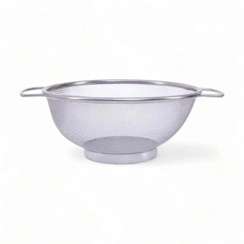 Colino da cucina in acciaio inox da 20 cm, per setacciare farina, scolare pasta, risciacquo, verdure, scolapasta con manico per preparare alimenti, design a maglia fine