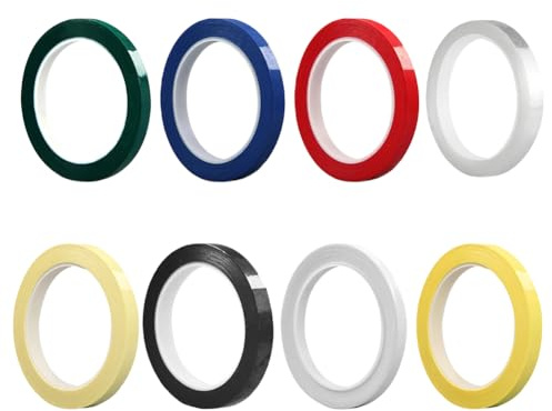 YNNHUDEEP 8 rollos de cinta adhesiva para pizarra blanca, juego de cinta aislante de colores, cinta adhesiva de colores para marcar manualidades, escuela, oficina, 5 mm x 66 m