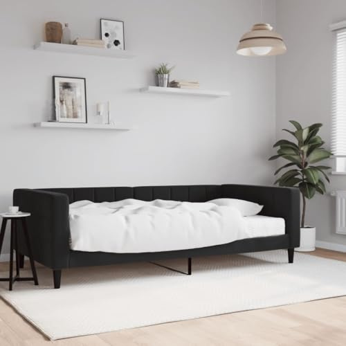 Frdhee Bett Tagesbett,Tagesbett mit Matratze Schwarz 100x200 cm Samt,Hausbett für Schlafzimmer,Gästezimmer,Geräuschfrei,Einfache Montage