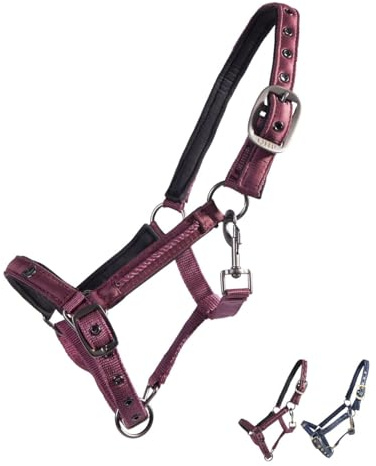 NETPROSHOP Fohlenhalfter Lily Weich gepolstert 2-Fach Verstellbar Fohlen Pony oder Fohlen Full, Groesse:Fohlen Pony, Farbe:Bordeaux