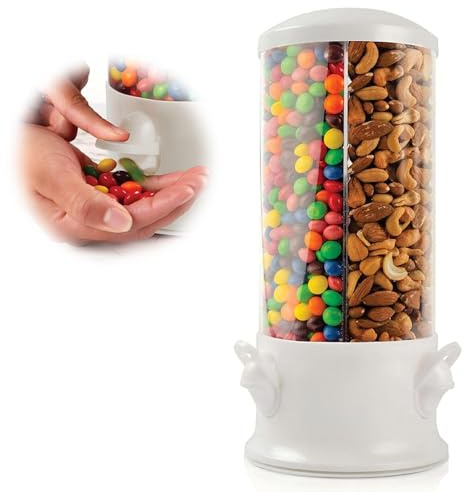 ALLILUYAA MüSlispender, 3in1 snack Dispenser,2L Gesamtvolumen Rotierender GetreidebehäLter für SüßIgkeiten, NüSse Und Kaffeebohnen,Luftdicht,Crush Free Design für KüChe Snackstation