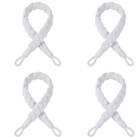 TopHomer Raffhalter für Vorhänge, 6 Farboptionen, Vorhangbinder mit 2 Metallhaken, gewebte Seil-Vorhanghalter für Zuhause, Hotel, Vorhänge, 4 Stück (weiß)