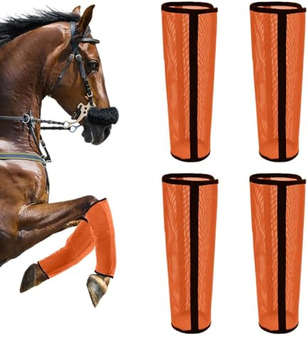 Botas Antimoscas Para Caballos 4 Piezas Vendaje De Malla Transpirable | Vendas Antimoscas Para Patas Para Aire Libre, Pastoreo, Carreras, Entrenamiento, Competición, Rutas A Caballo, Cui