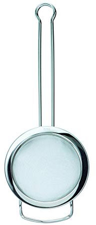 RÖSLE Küchensieb feinmaschig Classic, Hochwertiges Sieb zum Abgießen, Feinpassieren und Blanchieren, Drahtgriff, Edelstahl 18/10, spülmaschinengeeignet, 12 cm, Silber