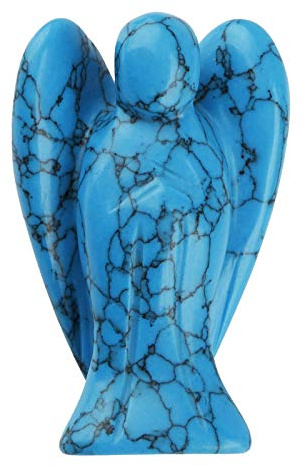 Nupuyai Kristall Schutzengel Figur Handschmeichler Engel Glücksbringer | Blauer Howlith Türkis Schutzengel Figur, Handschmeichler Engel Heilstein, Taschenengel, Talisman Glücksengel Geschenk