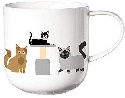 ASA Tasse/Henkelbecher, Katzenmuster, coppa cats & dogs Kollektion, Porzellan, für 0,4 L