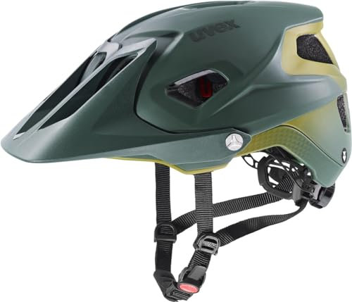 uvex quatro integrale Tocsen - extrem leichter MTB-Helm für Damen und Herren - inkl. Tocsen-Sturzsensor - individuelle Größenanpassung - forest - mustard matt - 56-61 cm