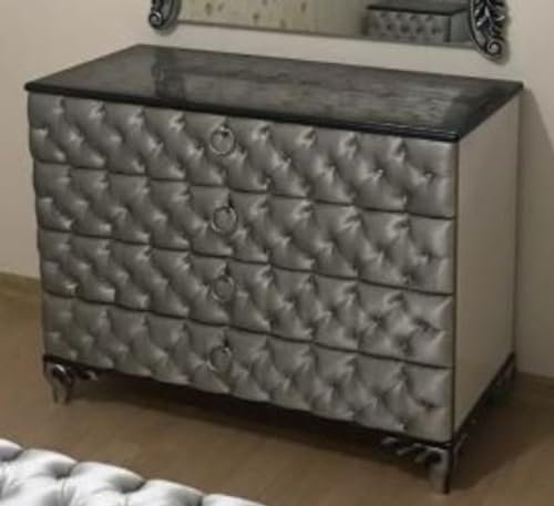 Casa Padrino cómoda Barroco Plata 100 x 45 x A. 90 cm - Cómoda de Dormitorio de Madera Maciza con 4 cajones - Muebles de Dormitorio barrocos