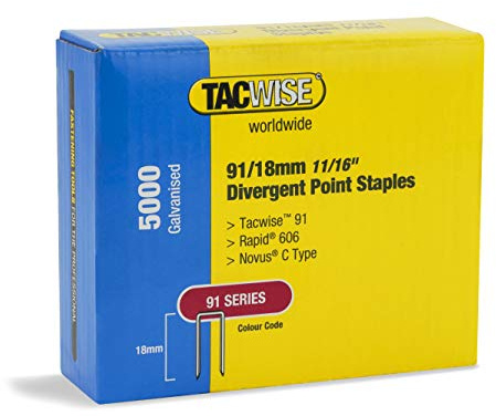 Tacwise 1616 Schmalrückenklammern mit Divergierende Spitze Typ 91/18 mm