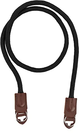 BORDSTRACT Correa Camara Reflex,Correa Hombro Cámara Nylon Ajustable Correa Bloqueo Deslizante Anillo Diseño con Cuero Vaca Junta,Universal Cuello Cámara,longitud 110 cm / 43,3 pulgadas(Negro)