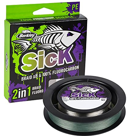 Berkley Sick Braid and Fluorocarbon Leader Pack – Kombination aus super glatter 8-fach geflochtener Angelschnur und schnell sinkendem, unsichtbarem Fluorocarbon-Vorfachleader.