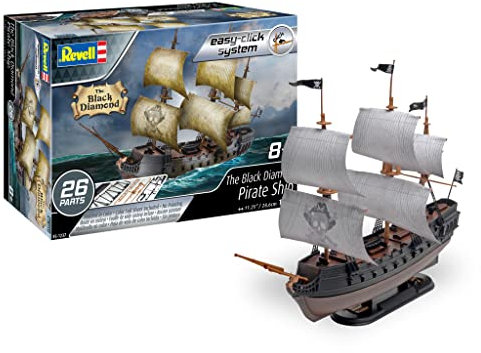 Revell 85-1237 Black Diamond Pirate Ship Kit 1:350 Scale Easy-Click-System 26-Piece Skill Level 2 Plastic Model Building Kit