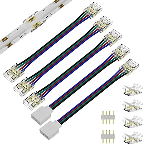 PAUTIX RGB COB LED Tiras Conectores de Esquina, 4 Pines, 90 Grados, 10mm, Sin Soldadura
