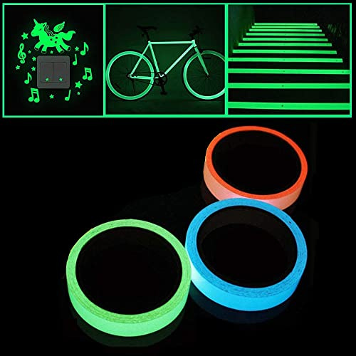 SSyang Cinta Luminosa Impermeable,3 Piezas Cinta Luminosa,10mm*5m Cinta Luminosa Fluorescente,Desmontable,Para Decoraciones,Coches,Escaleras,Mandos a Distancia,Interruptores de Luz