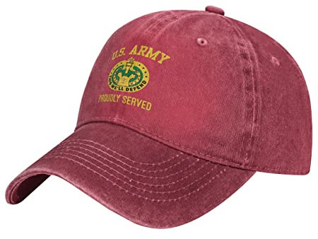 YINGD Baseball Cap Us Army Drill Sergeant Badges Verstellbare Cowboyhut Atmungsaktive Sonnenhut Unisex Passform für Männer und Frauen Rot, rot, One size