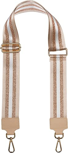 styleBREAKER Taschen Schultergurt Streifen Metallic | 5 cm breiter Wechselriemen aus Stoff, Karabinerhaken für einfachen Austausch, stufenlos von 87 bis 130 cm anpassbar.