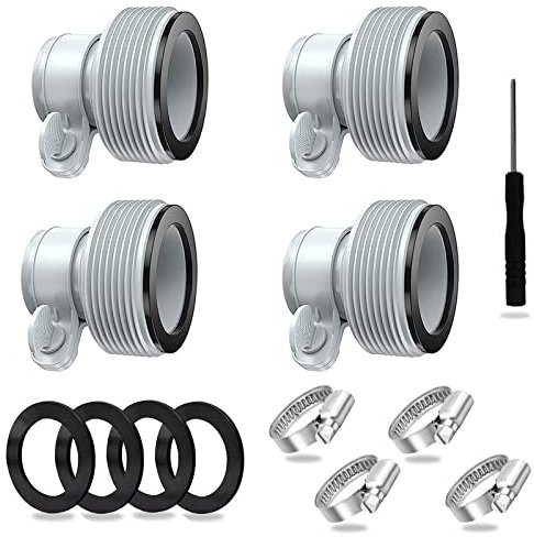Pool Adapter B, 4 Stück Pool-Schlauchadapter Pool Anschluss Set mit 4 Dichtringen, 4 Schlauchschellen und Schraubendreher Für Pool Schlauch Pumpe