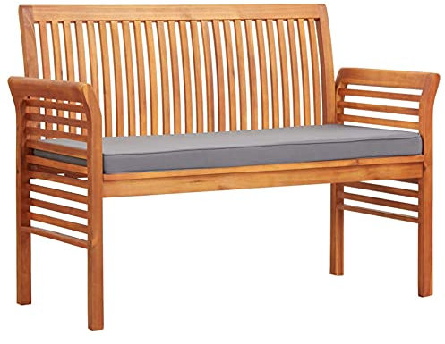 Homgoday Gartenbank mit 2 Sitzplätzen 120 cm aus massivem Akazienholz, Gartenbank für den Außenbereich, Bank für Balkon, Terrasse & Garten