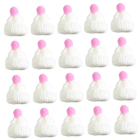 Gadpiparty 20 Stück Weihnachtsmannmützen Gestrickte Weihnachtsmütze Weißes Set Dekorative Mini-mützen für Handy Weihnachtsdekor
