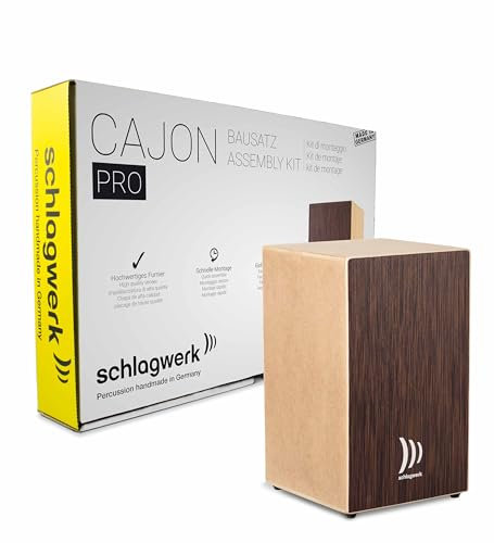 Schlagwerk CBA30SW Cajon Pro Large Bausatz - dunkles Holz,Wenge, Birke - 50 x 30 x 30 cm - mit 2x 20 Snare Teppichen, Komplett inkl Spanngute und Leim - Cajon selbst bauen - Made in Germany