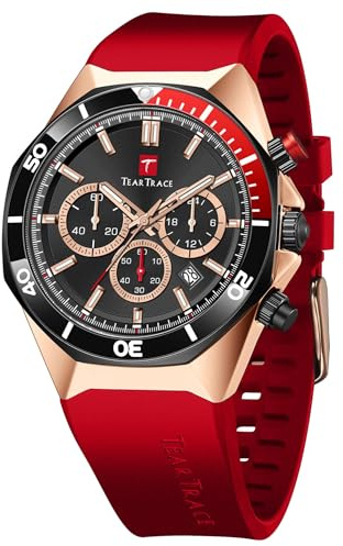 TEARTRACE Watches for Men Luxury Quartz Casual Chronograph 3ATM Waterproof Sport Wrist Watches Multifunctional with Silicone Strap Mens Watches