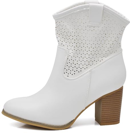IF Fashion Scarpe Stivali Stivaletti Alla Caviglia Camperos Texani Tacco da Donna G633 bianco N.39