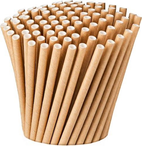 100 x Pailles en papier kraft - Pailles biodégradables - Pailles en papier écologiques, longueur 20 cm