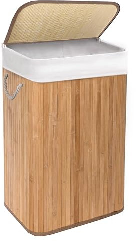 Bamboo Laundry Basket, 72L Laundry Hamper with Removeable Washable Lining, Easy Assemble Easy Folding Storage Bin 40x30x60 cm (Natural)