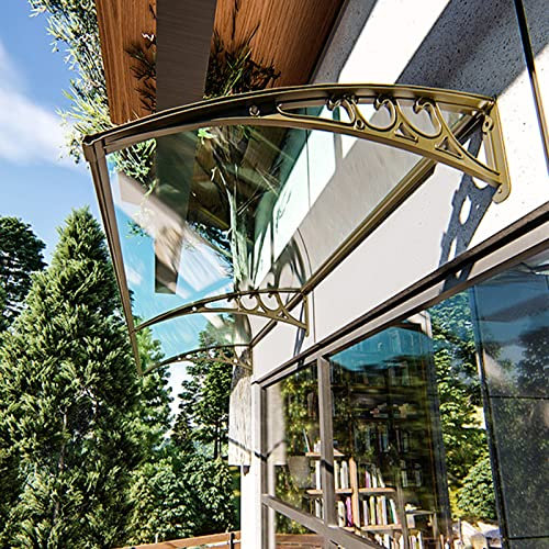 Modernes transparentes Vordach für Haustür, Tür, Fenster, Garten, Terrasse, Veranda, Markise, gebogener Regenschutz, UV-Schutz, Polycarbonat-Abdeckung, Verschiedene Größen (120 x 450 cm/47 x 177