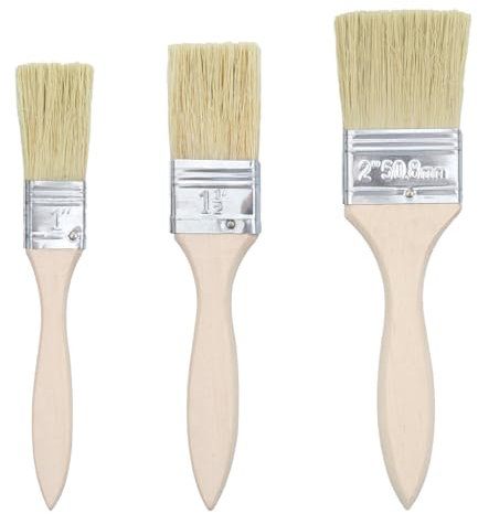 3pcs Holzgriffpinsel Set(1/1,5/2 inch),Flachpinsel Lasur Holz,Paint Brush,Maler Pinsel,Lasurpinselset für Lackfarbe,Wandfarbe(25/35/47mm)