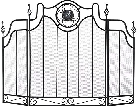 HPTHLY Pantallas para chimeneas Decoración de Pantallas para chimeneas de diseño Triple,Pantallas para chimeneas Bien construidas Malla Negra para,