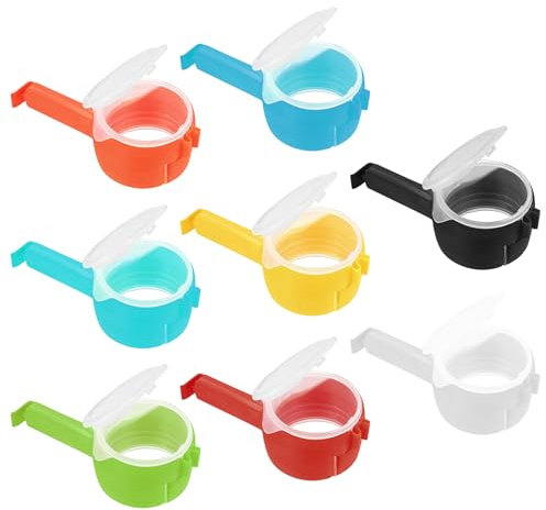 SHACHENH 8 Pcs Food Bag Clips for Food Storage Sealing Clips with Pour Spouts for Home Kitchen Chip Snack Coffee Freezer Sandwich Bag Sealer Clips Pegs, Reusable, Keep Fresh(Multicolor)