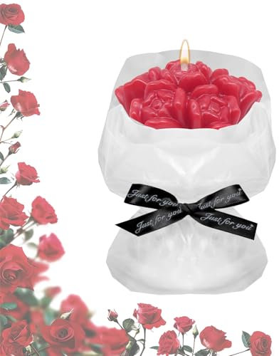 Horuili® Bougie de la Saint-Valentin, bougie parfumée en forme de bouquet, bougie parfumée en forme de bouquet, bougie cadeau pour la Saint-Valentin, la fête des mères, l'anniversaire, le mariage