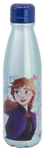 Stor Botella de Agua Aluminio Infantil Frozen 600ml - Reutilizable con Boquilla Segura y Tapón Antifugas para Niños Colegio Deporte