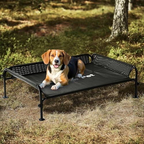 Gardner Pet Cama Elevada para Perros Medianos y Grandes, Cama Transpirable para Interior y Exterior con Malla Lavable, Estructura Metálica Robusta, Tamaño M, Negro