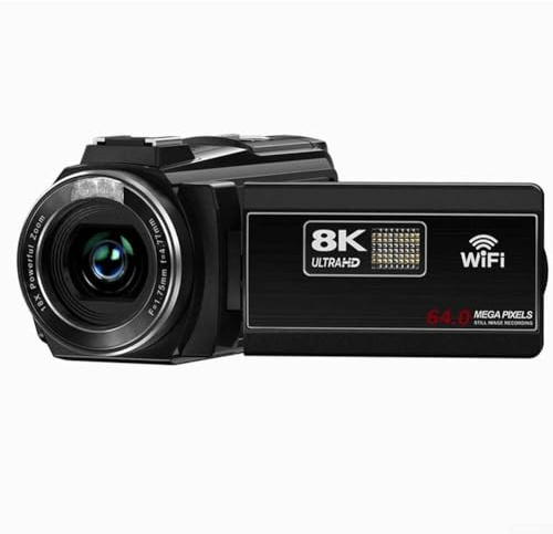 Entgoinggo Cámara de video 8K con sensor CMOS de 64 MP, zoom digital de 18 x para visión nocturna, pantalla táctil IPS de 3 pulgadas, cámara de video 4K 60 FPS para vlogging (es negra)