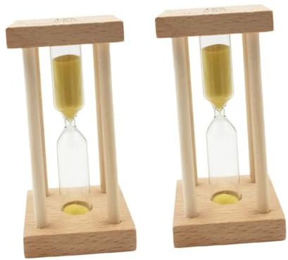 OUNONA 2 Stück 5 hölzerne Sanduhr Kind klein Timer visuell Rahmen 5 Minuten Sanduhr Yellow