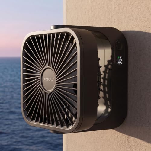 LAIDOLAILA Cruise Ship Approved Fan – 5000mAh Rechargeable Battery,USB-C Charging, Magnetic Hanging for Cabin Ceiling or Wall – Carnival Must Have, Travel Essential (Black)