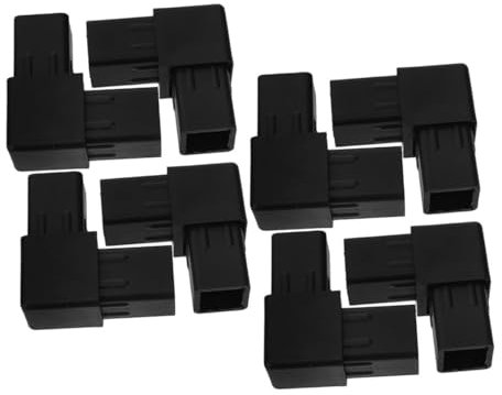 iplusmile 8pcs 90 Degree Corner Joint Square Tube Connector 25x25mm Dual Direction Fitting for Air Conditioning Rack Fence Guardrail Plastic Black